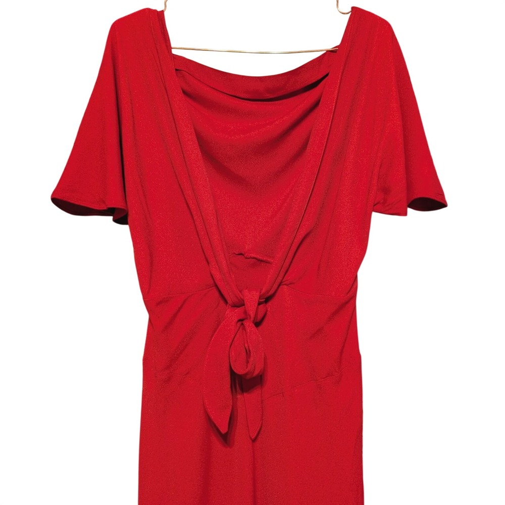 Reformation Lassie Cowl Neck Flutter Sleeve Tie Back Maxi Dress Red Size 10 - Picture 10 of 13